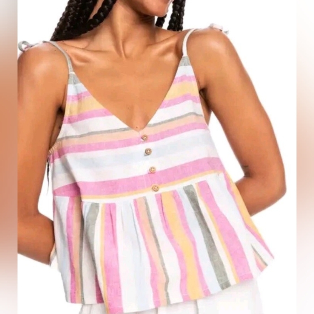 Roxy Open Eyes Striped Tank Top Womens Size Medium